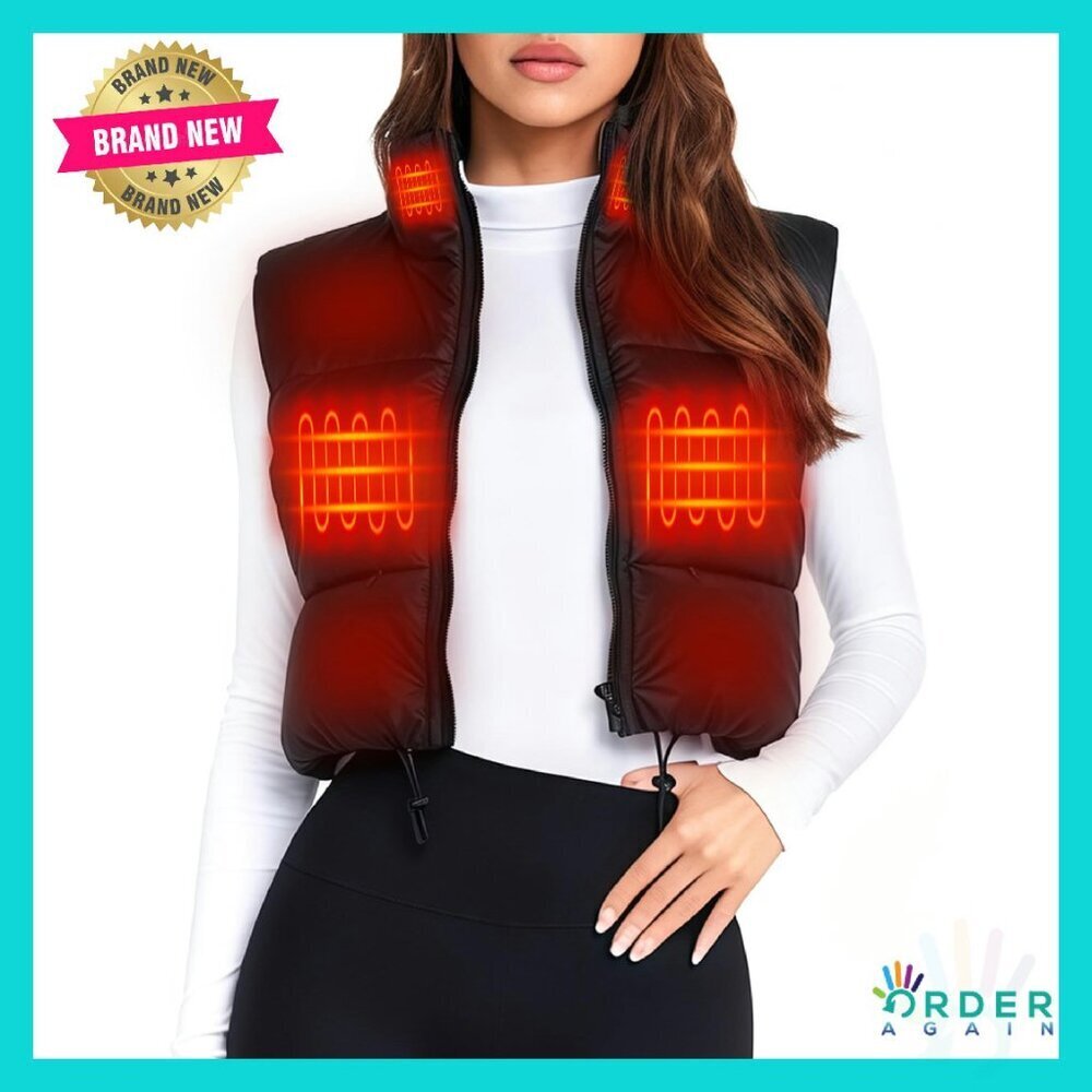 Heated Vest Sleeveless Lightweight Winter Warm Outerwear Chic Crop Fit